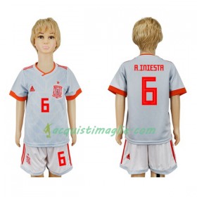 Divisa di Calcio Spagna A_Iniesta 6 Bambino Trasferta Mondiali 2018